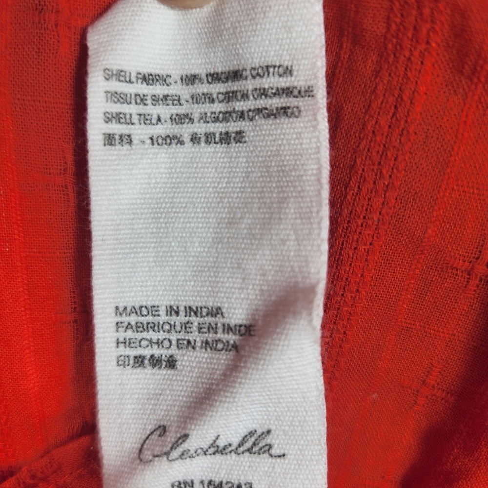 Cleobella Rylan Blouse Bright Cherry Color Drawstring Neckline Shell Button xs - Picture 10 of 11
